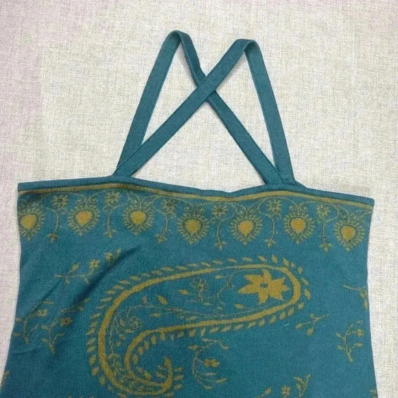 Peruvian Connection Knit Dress Pima Cotton Cross Straps Paisley Print Sz L - Picture 10 of 10